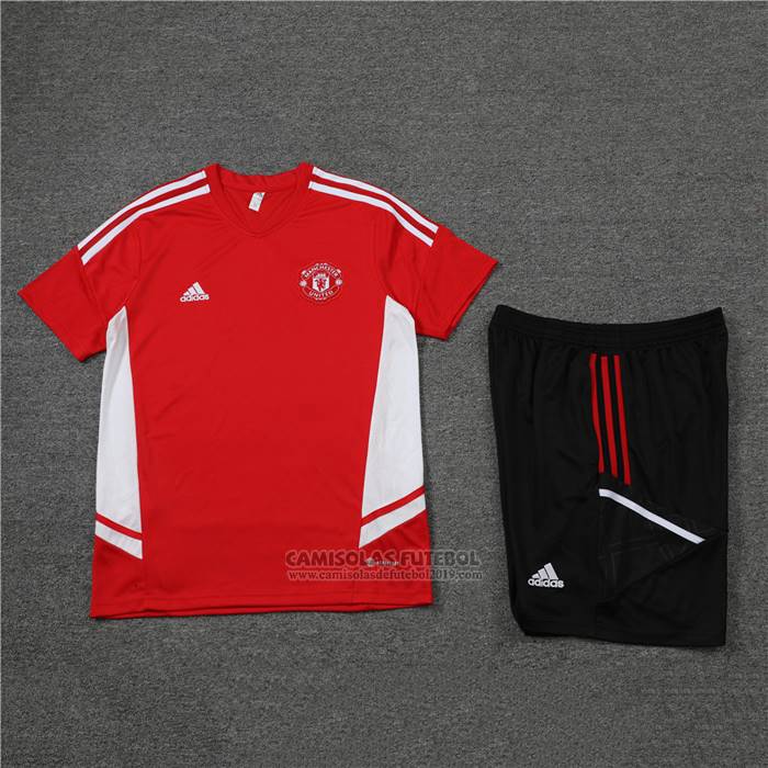 Fato de Treino Manchester United Manga Curta 2022-2023 Vermelho - Calcas Curta